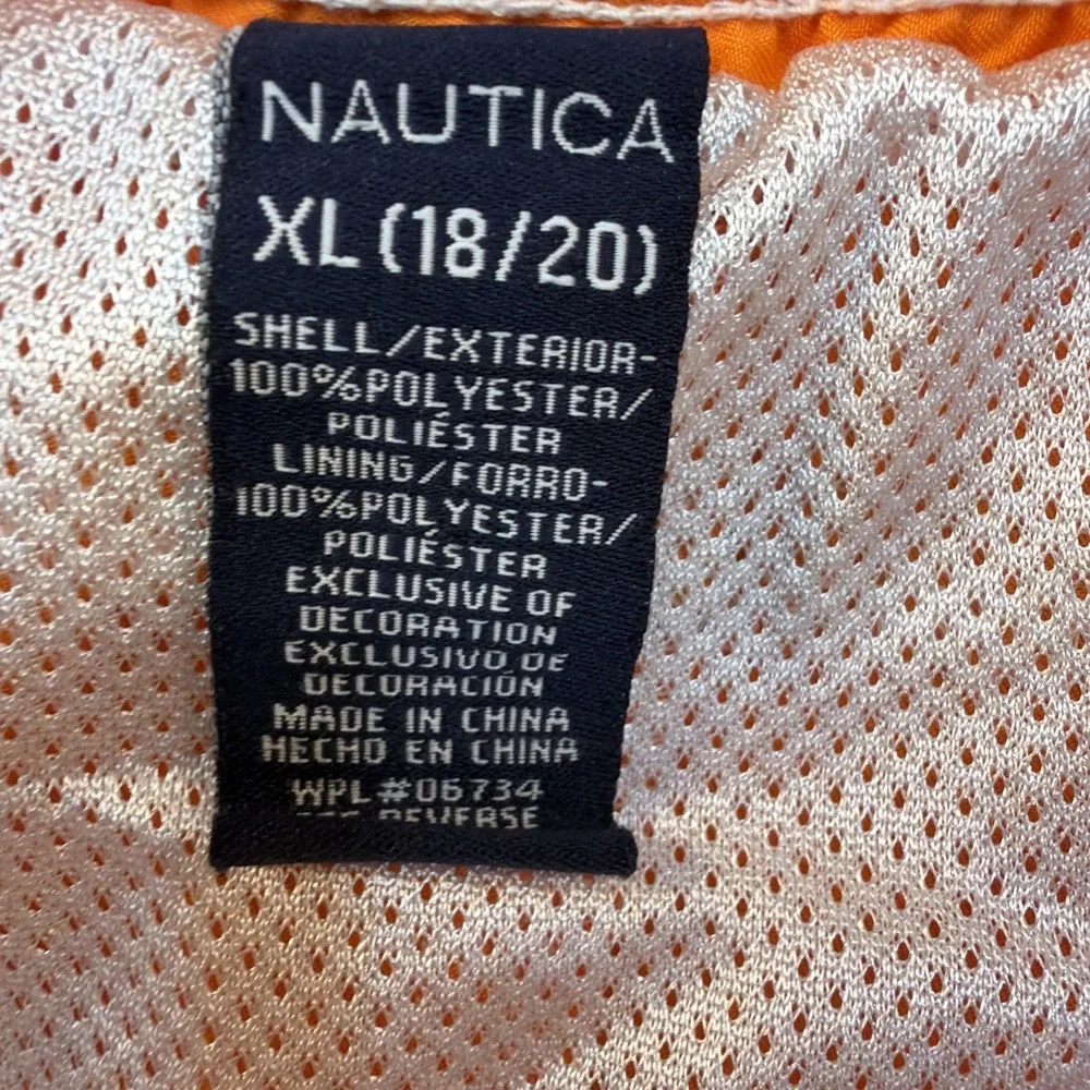 Nautica Youth Teen Boys Kids Lined Swim Trunks Shorts XL 18 20 Orange White EUC